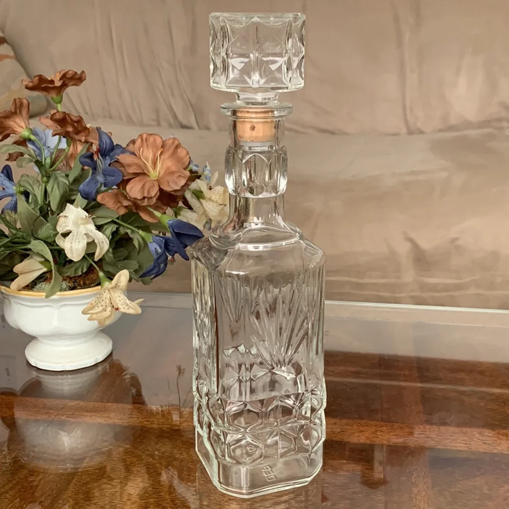 Depositata Liquor Decanter Italian Glass Cork Stopper Vintage Spirits Bottle